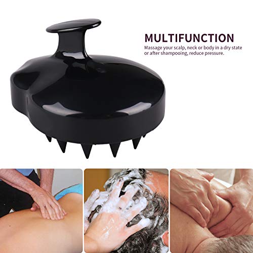 Hair Scalp Massager, BEAUTLOHAS. Shampoo Brush, Scalp Scrubber and Dandruff Brush for Scalp Care Hair Cleaning Shower, Neck and Body Massager, Soft Silicone Comb for Men, Women, Kids and Pets (Black)