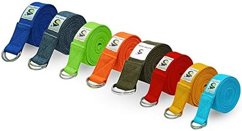 Marine Pearl 8ft Set of 8 Heavy Duty Yoga Strap - Many Stylish Colors, Best for Daily Stretchng, Yoga Pilates, Physical Therapy, Fitness(Multi)