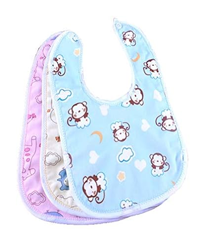 My Newborn Baby Cotton Bibs, Multicolor (Pack of 3)