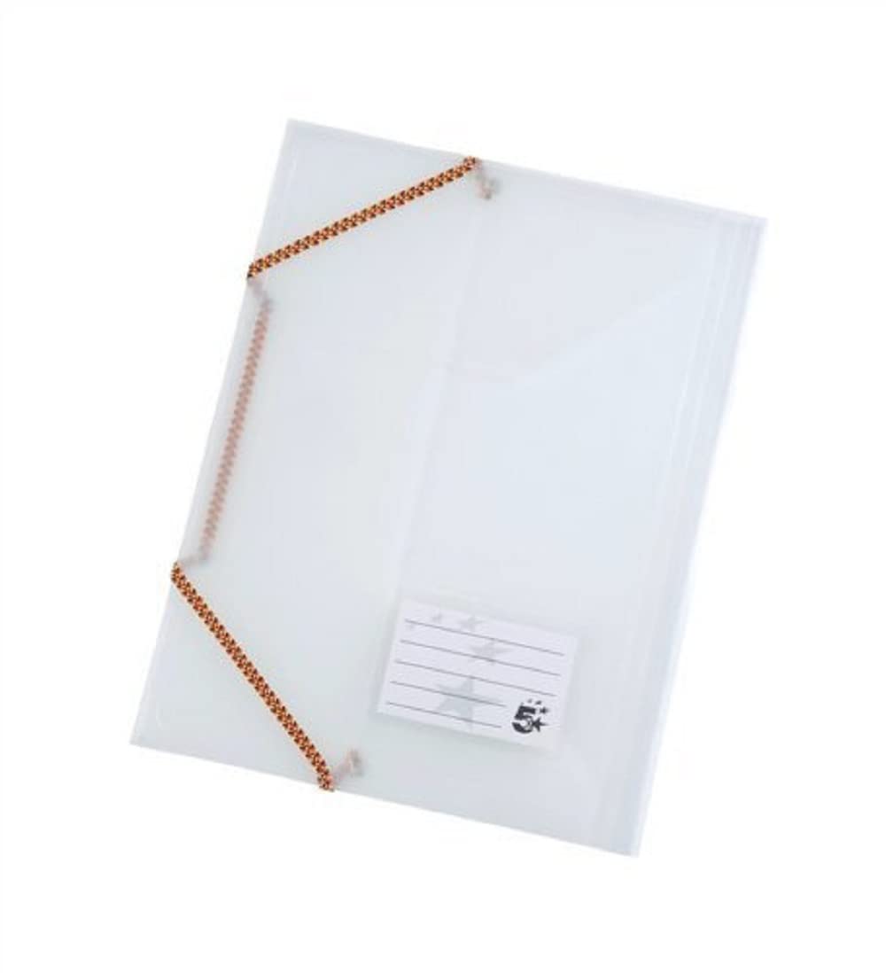 5 Star 3 Flap Elasticated File Polypropylene A4 Translucent [Pack of 5]