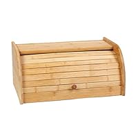Seasonfall Natural Bamboo Roll Top Bread Box Wooden Bread Bin for Kitchen Food Storage