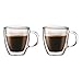 Bodum 5oz Bistro Double Wall Espresso Mug, High-Heat Borosilicate Glass, Set of 2, Clear
