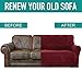 Rose Home Fashion Velvet Sofa Slipcover, Stretch Couch Covers for 3 Cushion Couch, Burgundy, Water Resistant, Pet-Friendly, High-Traffic Areas