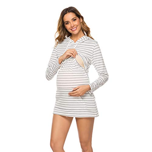 Women Nursing/Breastfeeding Hoodies Maternity Stripe Hoodies