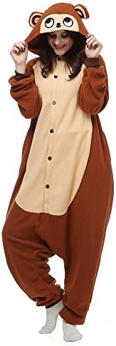 Angelstormy Unisex Clever Brown Monkey Cosplay Pajamas - Hooded Women's Costumes Pyjamas All-in-one Piece Outfit for Mens Medium