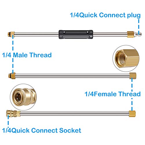 image for KeShi Pressure Washer Wand Extension,6 Pcs Stainless Steel Extension W