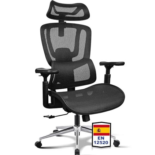MELOKEA Office Chair, 200 kg, Ergonomic Test Winner, Adjustable Lumbar Support 9P, Armrest 4D + Magic, Office Chair EN12520