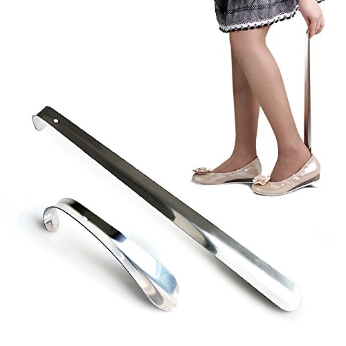 Set of 2 Shoe Horn Stainless Steel Silver Metal Shoes Remover Shoehorn 16.3" Inch and 5.9" Inch Long - Thumbnail 5