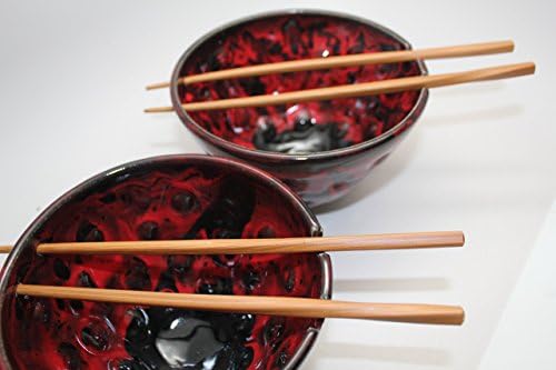 Pair of Rice or Noodle Bowls with Bamboo Chop Sticks, MADE PER ORDER