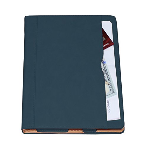 New 2017 iPad 9.7 Case (2017 Released), JYtrend Multi-Angle Viewing Stand Leather Folio Smart Cover with Big Front Pocket Auto Wake Up/Sleep for A1822 A1823 (Navy)