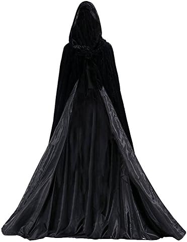 Buybro Black Velvet Halloween Hooded Cloaks Capes Cosplay Costumes (5X-Large)
