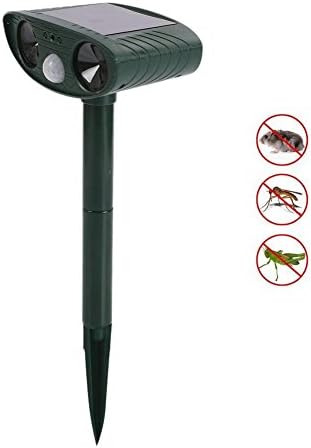 SMEAMUS Solar Power Ultrasonic Signals Animal Repeller Outdoor Bird Mouse Expeller Green
