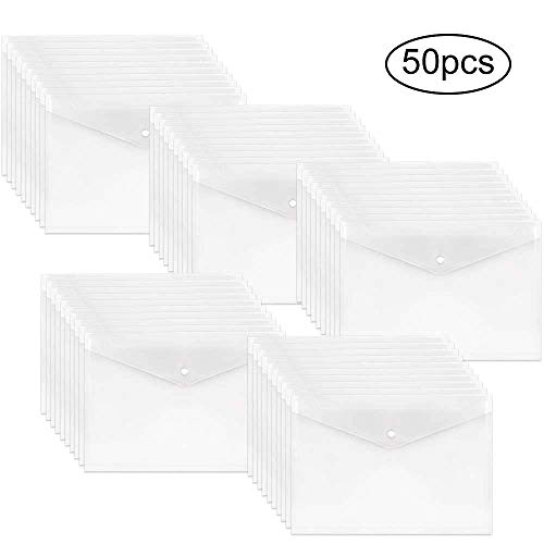 EOOUT 50pcs Poly Envelope, Clear Plastic Waterproof Envelope Folder