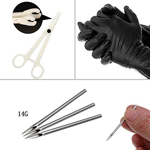 SOTICA Belly Piercing Kit with 14G Surgical Steel Piercing Needle Belly Botton Piercing Kit Navel Piercing Kit With Piercing Clamps Piercing Jewelry for Body Piercing Supply (gold)