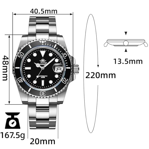 ADDIESDIVE 41 MM Dive Watch Automatic Watches for Men Sapphire Glass 200 M Waterproof BGW9 Luminous Analog Multicolor