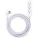 GE Designer Extension Cord with Surge Protection, Braided Power Cord, 15 ft, 3 Grounded Outlets, Flat Plug, Premium, White/Grey, 40530 primary