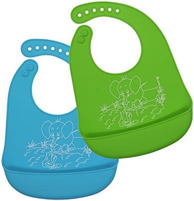 WJFSM Waterproof Soft Silicone Baby Bibs,Easy Clean Drool Bibs, Silicone Baby Bib with Food Catcher, Teething Toddler Bibs, Waterproof Baby Bibs for Boys or Girls, Silicone Bibs for Feeding