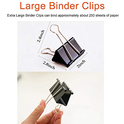 Clips,Large Binder Clips 2 inch Black | Jumbo Paper Clips Assorted Colors Large Paper Clips | Paper Clamps Large | Big Binder Clamps Extra Large for Office Supplies,School and Home Supplies(24 Pack) - Thumbnail 3