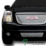 Topline Autopart Chrome Round Hole Mesh Upper+Lower Front Bumper Grill Grille 07-12 Yukon Denali