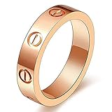 SHIRIA Love Rings Lifetime Promise with Screw Design Best Gifts for Love with Valentine's Day Promise Engagement Wedding (Rose Gold, 8)