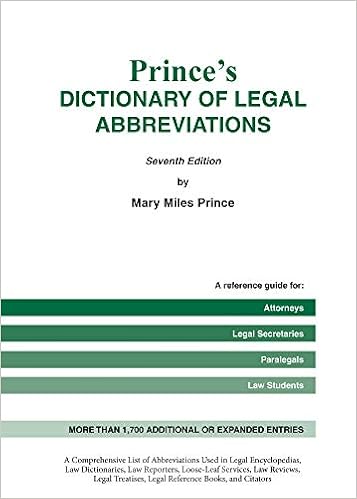 Amazon Com Prince S Bieber Dictionary Of Legal Abbreviations 9780837716251 Mary Miles Prince Books