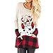 Franterd Christmas Plus Size Tops Women Christmas Plaid Splice Hem Santa Claus Pullover Sports Blouse for Jeans Legging