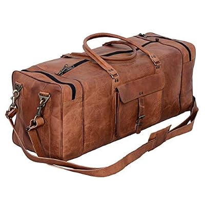 Sac De Voyage Duffel En Cuir Véritable - Taille L/XL, Fait Main En Inde, Marron