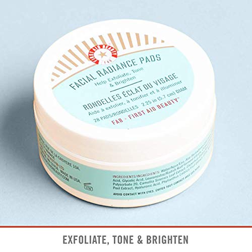 First Aid Beauty Facial Radiance Pads with Glycolic + Lactic Acids Daily Exfoliating Pads with
