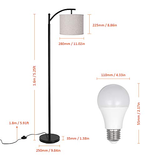 Tomshine Floor Lamp, Modern Floor Lamp Standing Industrial Arc Light