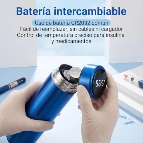 Vourtm Enfriador de Insulina Portátil con Pantalla Táctil Digital - Hielera Insulina de 60 Horas con 2 Botellas de Gel y Bolsa de Almacenamiento para Viaje Diario, Desplazamientos y Vacaciones