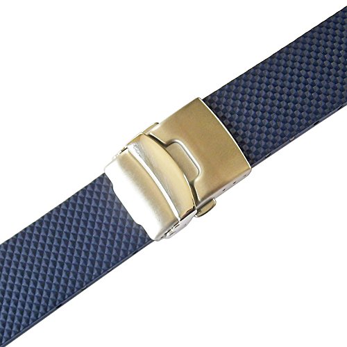 Bonetto Cinturini 22mm Blue Rubber Watch Strap Model 300D