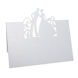 ROSENICE 50pcs Name Place Card Wedding Party Table Decoration Bride Groom (White)