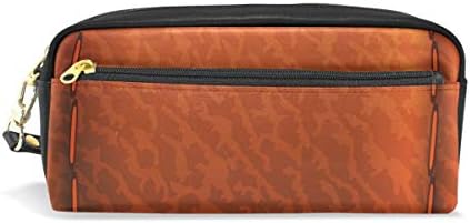 FANTAZIO Pen Pencil case Brown Leather Cushion Painting Make up Pouch