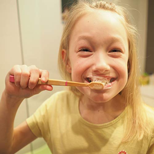 Pacco da 4 spazzolini bamboo Naturali Premium - Setole Morbide no BPA | Biodegradabili | Vegan | Organici | Spazzolino da denti in Legno Ecobio | Funzionale | 4 colori (VERDE, BIANCO, ROSA, GRIGIO)