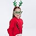 6 Pcs Christmas Reindeer Headbands and 6 Pcs Christmas Party Fancy Glasses Frames Bundle Pack of 12 for Christmas and Holiday Parties (ONE SIZE FIT ALL)