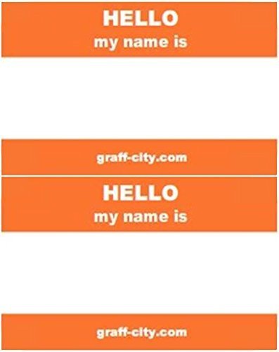 'Hello My Name is' Stickers/Name Label Tags - Orange & White 100-8cm x 6cm