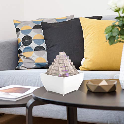 crapelles Indoor Tabletop Fountain (with Color Changing) Pyramid