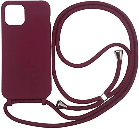 xingting EU Compatible for iPhone 13 Mini (5.4") case,Silicone Cover Adjustable Length Lanyard-StylishMobile Phone Cover Neck Strap-Red