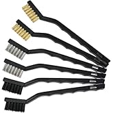 BEAUGIREW 6 Pieces Mini Wire Brush 3 Types Nylon Brass Stainless Steel Wire Bristle Scratch Brushes Set for Cleaning Rust Pai