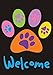 Toland Home Garden 112670 Welcome Paws- Black Paw Print Flag 12x18 Inch Double Sided Paw Print Garden Flag for Outdoor House Cat Dog Flag Yard Decoration