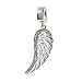 Queenberry Sterling Silver Angel Wing Feather Guidance European Style Dangle Bead Charm