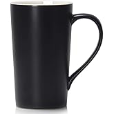 Smilatte 20 Ounces Extra Large Coffee Mug, M007 Plain Tall Big Ceramic Latte Cappuccino Tea Cup with Handle for Dad Men Boss Coworkers,Ideal Mugs for Office Home Daily Use, Black