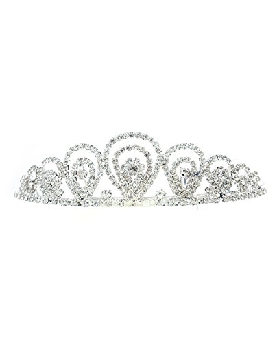 NYFASHION101 Rhinestone Studded Inverted Teardrop Crown Tiara NHTY1617SCL