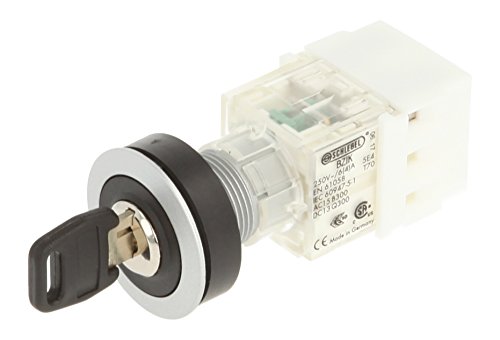 Schlegel 23.001.460 Key Switch Silver-Coloured, Buttoning, 2 Positions 12-13 o'clock, Push Contact Sensor, 1 N/O Contact, Screw Connection