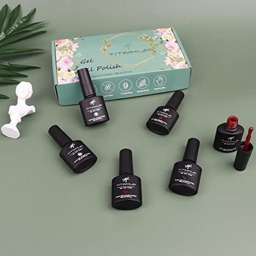 TITIMKUP Christmas Gel Nail Polish Set, 6 Colors Burgundy Red White Gel Polish Set Silver Glitter Soak Off UV LED Nail Gel Polish Kit New Year Gel Varnish Manicure Kit Gift Box Set for Christmas Day and Girls