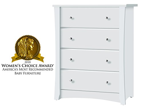 image for Storkcraft Crescent 4 Drawer Chest, White Kids Bedroom Dresser with 4 