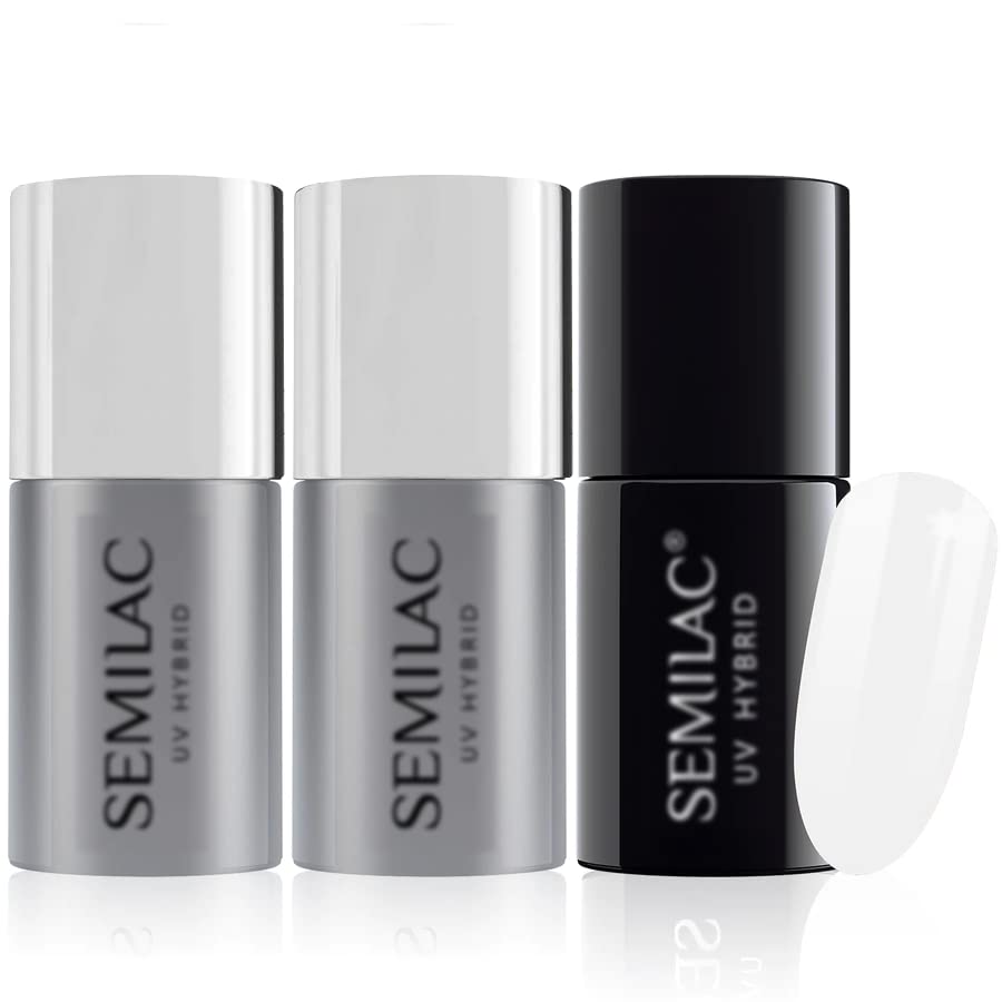 Semilac Base Coat, Top Coat & UV Gel Colour Polish. Long Lasting, Chip Resistant & Easy To Apply. 001 Strong White Colour UV Gel Nail Varnish. Perfect For Manicure or Pedicure.