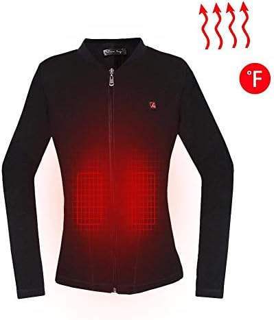 Woman's USB Smart Electric Heating Thermal Underwear Top, Base Layer Heating Long Sleeve Shirts Heating Blouse Temperature Adjustable Rechargeable Heating Jacket