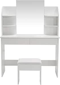 CTlite - Escritorio moderno de madera con espejo, cajones grandes