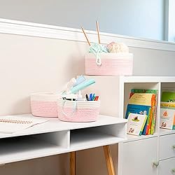 OrganiHaus Set of 3 Pink Baskets for Organizing